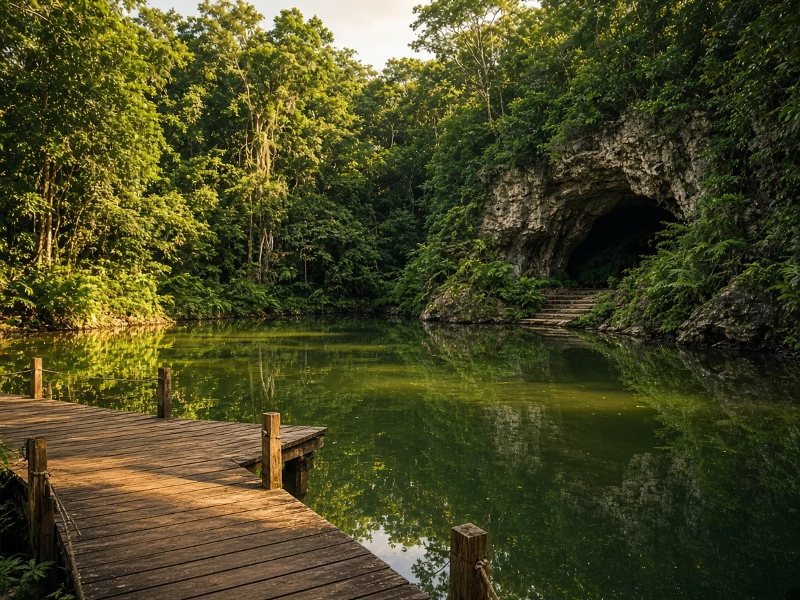 Cobá, lagoon and cenote